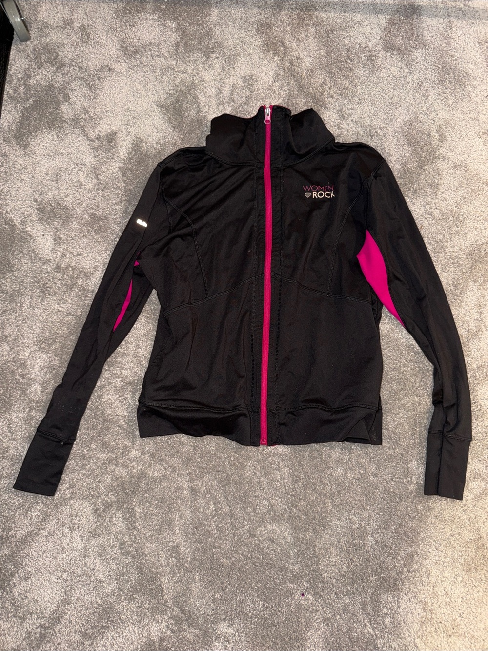 Black running/athleisure jacket with pink details